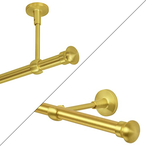 Gardinenstange 1 läufig Vorhangstange 19mm Gold-Matt Messing Antik Vintage-Look Retro-Stil 480 FBall Wand/Deckenbefestigung