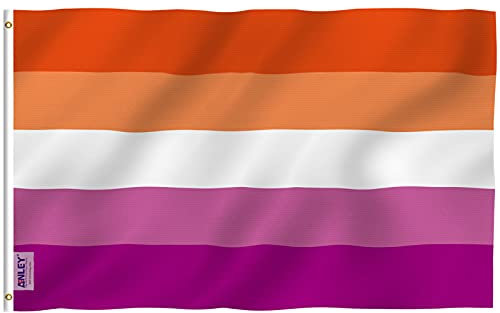 ANLEY Fly Breeze 3x5 piedi Sunset Lesbian Pride Flag - Colore vivido e resistente allo sbiadimento - Intestazione in tela e doppia cucitura - Bandiere LGBT Les Sunset Pride in poliestere con occhielli