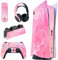 PlayVital Skin für ps5 Konsole Regular Edition,Aufkleber Vinyl-Skin Stickers Schutzfolie Folie für PS5 Konsole,Controller,Ladestation, Headset,Medienfernbedienung-Psychedelic Pink