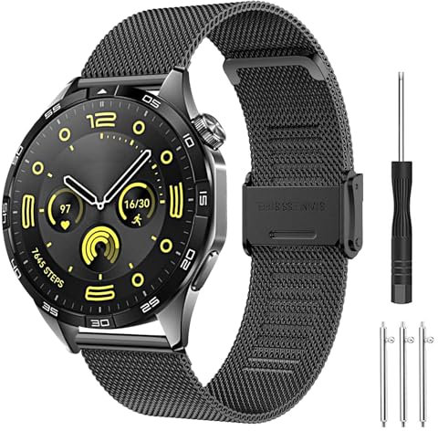 Cinturino per Huawei Watch GT 2 46mm, 22mm Cinturino in Acciaio Inossidabile in Metallo Cinturino per Huawei Watch GT/GT 4 46mm/GT5 46mm/GT3/GT3 Pro 46mm/GT2 Pro/GT 2e/GT Sport/Active/Elegant/Classic