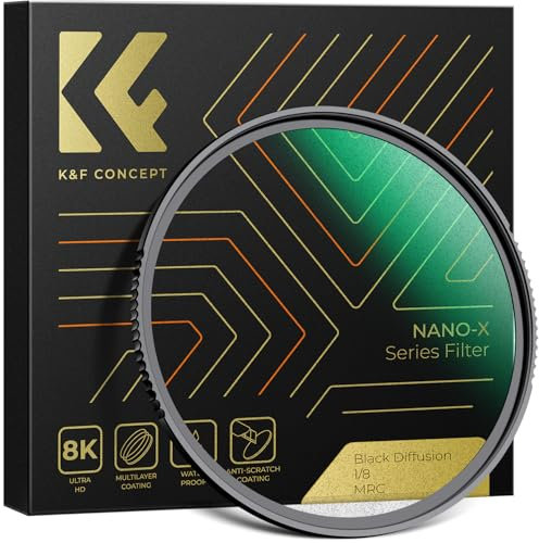 K&F Concept Filtre Black Diffusion 1/8 77mm Black-Mist Haute-définition Résistant à l'eau Anti-Rayures Antiréfléchissante pour Objectif Appareil Photo Numérique