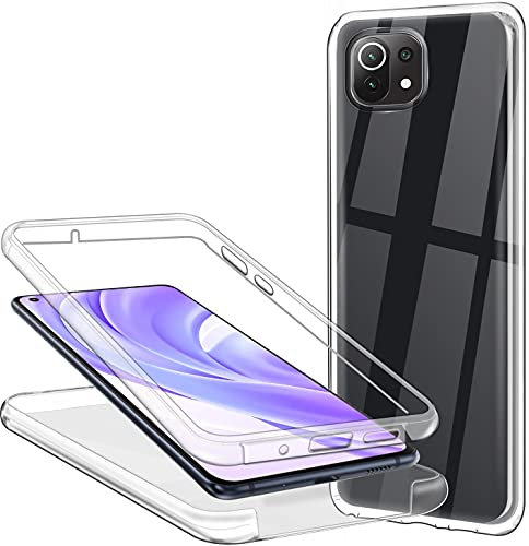 CHIMUCO Hülle für Xiaomi Mi 11 Lite 5G / 4G Handyhülle 360 Grad, Transparent Full Schutz Kratzfest Dünn Durchsichtige Case Silikon Schutzhülle, Hart PC Zurück + Weich TPU Vorderseite