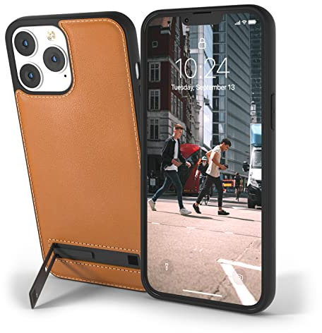 Snakehive Metro Leather Case for Apple iPhone 13 Pro || Real Leather Phone Case with Stand || Genuine Leather & MagSafe Compatible Leather Cover with Kickstand (Brown)
