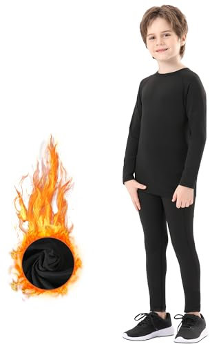 DreiWasser Thermounterwäsche Kinder Skiunterwäsche Winter Set Kinder Atmungsaktiv Funktionswäsche Set Fußball Junge Sportunterwäsche Sets für Training Skifahren Radsport Thermounterhose für Kind