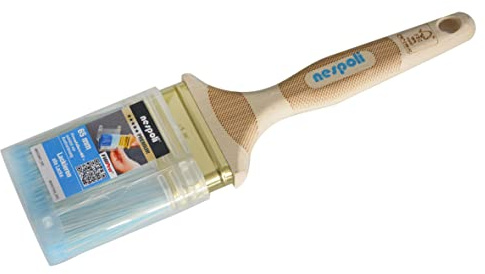 Nespoli FillPro Flachpinsel 65 mm mit praktischer FreshBox48 und rutschfesten LaserTouch-Griff - geeignet für alle Lacke, perfektes Oberflächenfinish, Blau/Weiß
