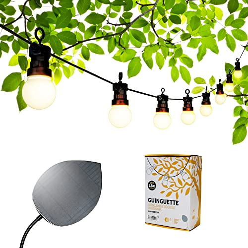 GuirLED - Solarlichterkette IP55-16 LED 7,5 m - Solar & Wasserdicht Premium-Lichterkette - 100% autonom - Photovoltaikfolie XL - Lithium-Batterie 4000 mAh - White Edition