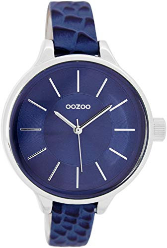 Oozoo Damenuhr mit Lederband 41 MM Dunkelblau/Dunkelblau C7548