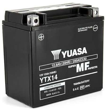 Batterie Yuasa YTX14-BS, gebrauchsfertig, kompatibel mit GS 1200 2008 2009 2010 2011