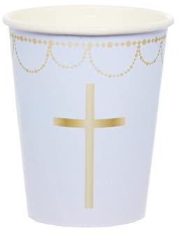 Amscan 9915957-66 Blue Botanical Cross Cup 237Ml- 8 Pack