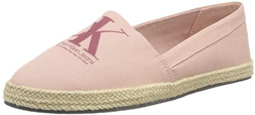 Calvin Klein Jeans Espadrilles Femme Monogram Chaussures En Toile, Rose (Cafe Creme), 40