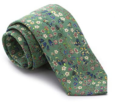 Cencibel Smart Casual Cravate Liberty Donna Leigh Vert Fleurs Bleues et Roses, vert