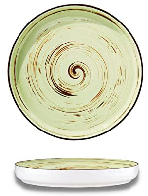 Wilmax - Assiettes plates gourmet SPIRAL - Forme originale - Design moderne - Sûres - Durables - Résistantes aux rayures - Polies à la main - Diamètre 28 cm