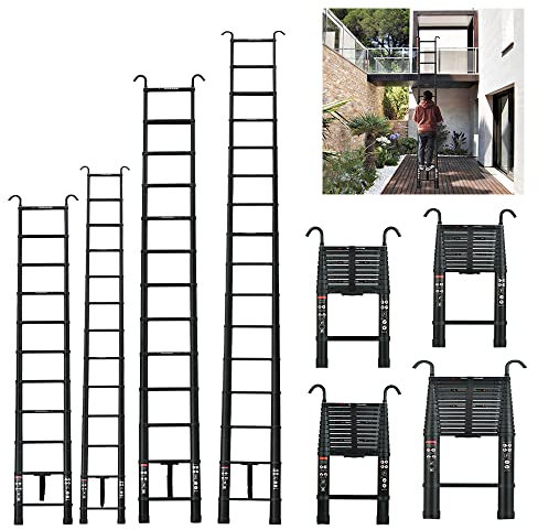 YouseaHome Scala per Camper Scala telescopica in Alluminio,scala a gradini antiscivolo, 3,2M Scala Telescopica Scala Multifunzione con 2 Gancio Rimovibile,Scaletta con Portata di 150 kg, 11 Pioli