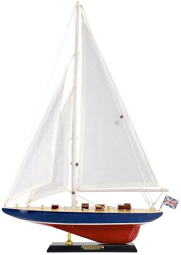 NAUTIMALL Segelboot-Dekor aus Holz, Segelboot, Yachtmodell, 48,3 cm, Endeavour Enterprise Maßstab, Replik, nautisches Dekor, Firmengeschenk, personalisiertes Geschenk (Endeavour 48,3 cm)