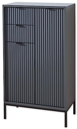 Stella Trading Badezimmer Kommode in Grau matt - Badezimmerschrank Bad Schrank mit viel Stauraum - 60 x 106 x 32 cm (B/H/T)