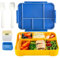 Lunch Box 1330ML, Bento Box Infantil Fiambrera, Caja Bento a Prueba de Fugas, Niños Almuerzo Plástico Caja, Lunch Box Reutilizable Caja, con Compartimentos y Cuchara, para Escuela, Picnic (Azul)