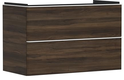 hansgrohe Xelu Q Waschtischunterschrank, 980x475, 2 Schubkästen, für Waschtisch, 5403, Farbe: Möbel Nussbaum Dunkel/Griff Mattweiß