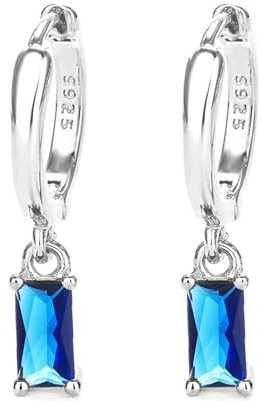 Ohrringe Silber 925 Creolen Mit Blau Zirkon Tropfen, Creolen Silber 925 klein Für Frauen Tropfen Ohrringe hHypoallergener Schmuck Für Männer 2PCS