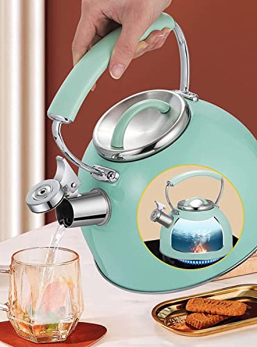 Bollitore Teiera Induzione Bollitore con Fischio in Acciaio Inossidabile 304 Teiera da 2,5 Litri Teiera con Fischio Teiera con Manico Portatile Bollitore per Acqua Bollitore per Stufa A Legna