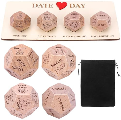 Meetory 4 Stück Date Night Würfel Set, Romantisches Date Night Würfelspiel für Paare, Entscheidungswürfe, Geburtstage, Valentine's Day, Wedding, einzigartiges Geschenk für Sie und Ihn