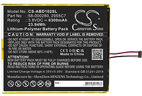 Cameron Sino Ersatz Akku für Fire HD 10.1 9th, M2V3R5 PN: 2955C7, 58-000280 6300mAh / 23.94Wh