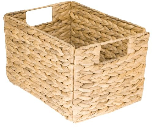 HMF panier de rangement, panier pliable tressé en jacinthe d'eau jonc de mer | taille M | 32 x 23 x 20 cm
