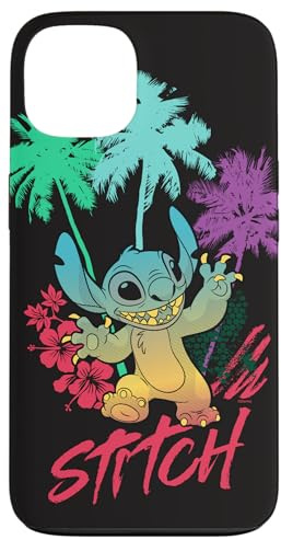 Disney Stitch Beach Vibes Hawai'i Hibiskus Blumen und Palmen Hülle für iPhone 13