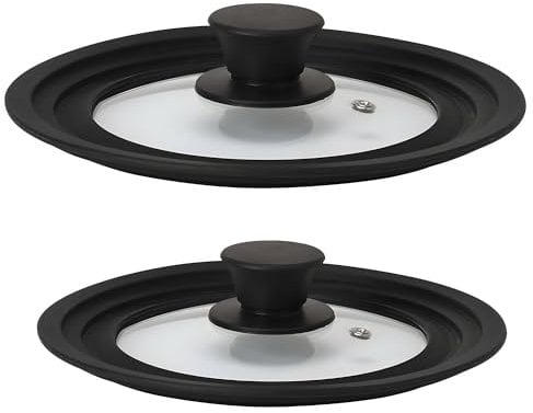 briebe TotaLid Juego de 2 Tapas de Sartén Universal con Borde de Silicona y Cristal Templado, Multidiámetro 16-18-20cm y 24-26-28cm, sin BPA, para Ollas, Cazuelas, Válvula de Vapor
