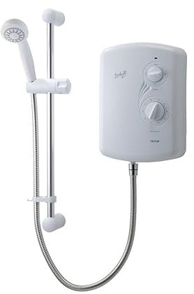 Triton Showers Amber 3, Shower Electric, 10.5 KW, White, Electrical Showers, Replacement Shower, Anti Twist Hose, Bathroom Showering Unit