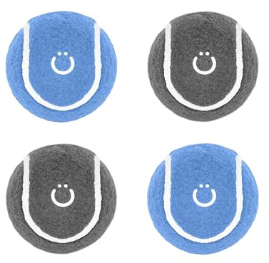 Ubbi Tennis Balls for Dogs, Interactive and Durable Fetch Toys for Medium Dog Breeds, Blue & Charcoal, 4 Pack