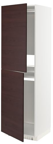 METOD Hochschrank für Kühl-/Gefrierschrank, 60x60x200 cm, Weiß Askersund/Dunkelbraun Esche Effekt
