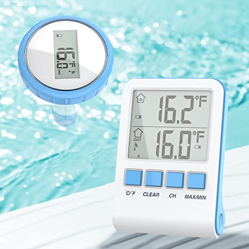 bubbacare Termometro radio per piscina, WiFi, galleggiante con temperatura interna, monitor dell'umidità, termometro digitale subacqueo, IP67, impermeabile per piscine, vasche da bagno, piscine