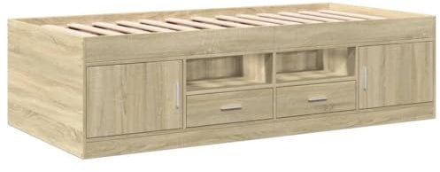 vidaXL Tagesbett mit Schubladen, Gästebett mit Stauraum Sperrholzlatten, Sofabett für Wohnzimmer Schlafzimmer, Bett, Modern, Sonoma-Eiche 90x190cm Holzwerkstoff