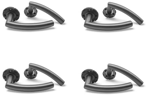Schartec® Türklinke Marilyn in Gun Grey 4er Set Edelstahl für Innentür Drückergarnitur Zimmertüren Türgriffe Türklinken Türbeschläge