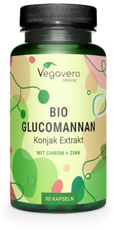 Konjac BIO 4210 mg | Avec 95% Glucomannane + Zinc et Chrome | Dosage Elevé | 90 Gélules | Vegan & Sans Additifs | Vegavero®