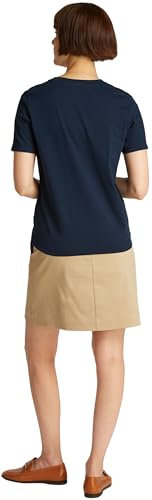Tommy Hilfiger Damen T-Shirt Kurzarm Contrast Flag Tee mit Rundhalsausschnitt, Blau (Dark Night Navy), L