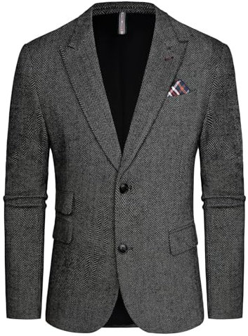 PJ PAUL JONES Herren Tweed Sakko Modern British Blazer Regular Fit Wolle Anzugjacke Business Blazer (Schwarz-Weiß, L)