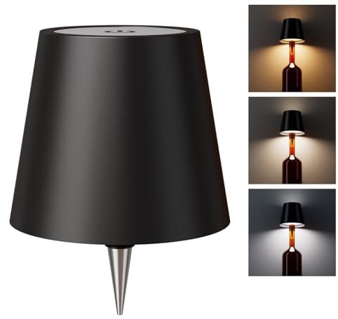 WOKWOYIO Wireless Bottle Lamp, Wireless Lamps Rechargeable, Touch Control Stepless Dimming 3 Color Temperatures Bottle Lamp Kit Lampshade for Bar,Restaurant,Room Decor