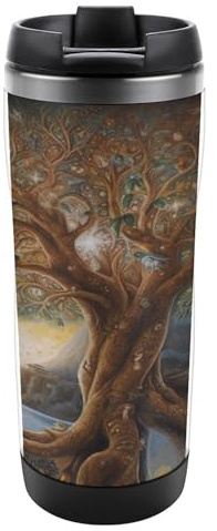 HJUQNGF Travel Coffee Mug Tree Of Life Tumbler 12.85oz Coffee Cup Reusable Coffee Mug Or Water Bottle for Travel Outdoor Activities Coffee Shop Office Home