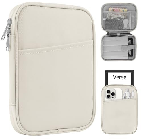 HoYiXi Funda Portátil 7-8 Pulgadas Tablet For Fire HD 8/Fire HD 8 Plus Compatible iPad Mini (6th Gen) 8.3 2021, iPad Mini 5/4/3/2/1,Tab A8, 7-8 Android Tablet Sleeve Case -Blanco