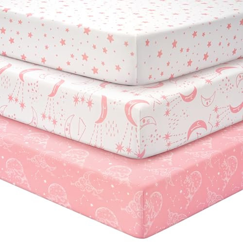Unnivoll Parure de lit 120 x 60 cm Motif lune Blanc/rose