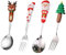 Set di posate natalizie in acciaio inossidabile, set di posate per antipasti, cucchiaio da dessert, forchetta, posate per Natale, 18,2 x 18 x 2,5 cm