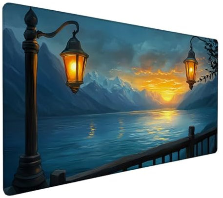 Gaming Tapis de Souris XXL 800 x 400 x 3 mm Grand Tapis de Souris Bleu Mouse Pad Lac Tapis Souris Résistant à l'eau Surface Lisse et Base en Caoutchouc Anti-dérapant, Decoration Chambre Gifts Z-397