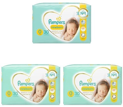 Pampers Windeln Größe 0 (<3 kg), Premium Care Windeln, 30 Stück, Bester Komfort und Schutz empfindlicher Haut von Pampers (Packung mit 3)