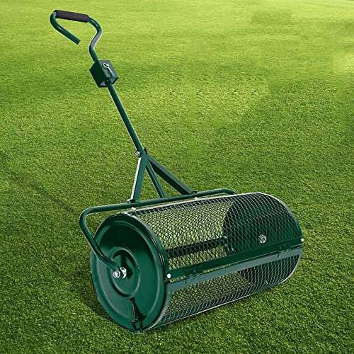 ERSINIAN Spandiconcime da 24 Pollici per Prato e Giardino, spandiconcime a Spinta/Traino con Rullo in Rete Metallica Resistente, Maniglia migliorata, Leggero e Resistente per piantare e seminare