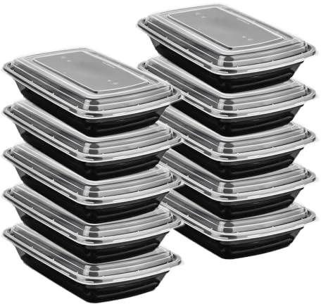 10 Pack Meal Prep Containers, Plastic Food Prep Containers with Lids, 1 Compartment Food Storage Trays - Microwave, Freezers & Dishwashers Safe - Stackable Storage Lunch Boxes (800 ml/28 oz)