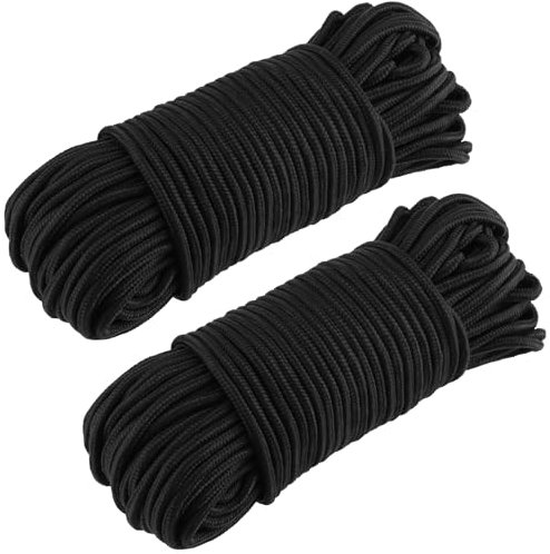 FAAING 2 corde in nylon di colore nero, 6 mm x 50 m, spesse paracord, corda di nylon, corda per biancheria, corda per giardino, campeggio all'aperto, progetti fatti a mano