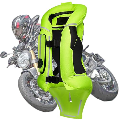 GDNKP Airbag Weste Motorrad Reiten,Schutzkleidung Für Men Motocross,Reflektierend Atmungsaktiv Moto Rradausrüstung,Grün,M