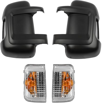 Générique 2x Coque De Rétroviseurs et Clignotant de rétroviseur Gauche Droite Bras Court Noir Compatible avec Fiat Ducato Peugeot Boxer Citroen Jumper 735424437 71748254