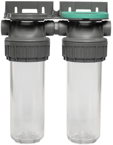 ECOSOFT Porte filtre eau double 9’’3/4 3P, connexion 1'', support de fixation, clé, conçu pour une filtration de l’eau du robinet facile, sûre, fabrication européenne